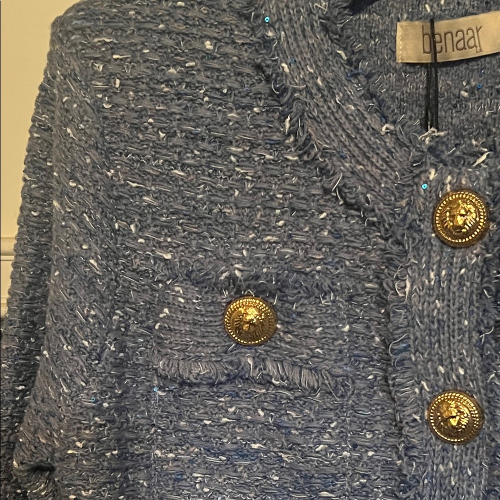 NWT Benaar LA Bethany Tweed Jacket with Gold Buttons Size L - Picture 6 of 10
